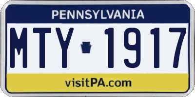 PA license plate MTY1917