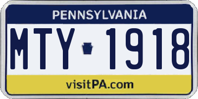 PA license plate MTY1918