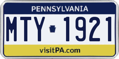 PA license plate MTY1921