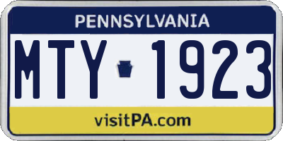 PA license plate MTY1923
