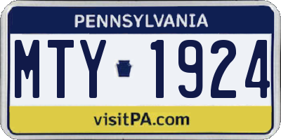 PA license plate MTY1924