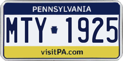 PA license plate MTY1925