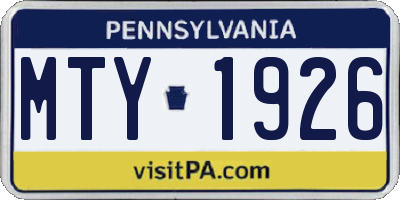 PA license plate MTY1926
