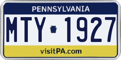 PA license plate MTY1927