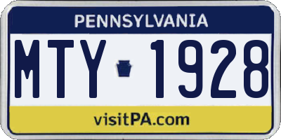 PA license plate MTY1928