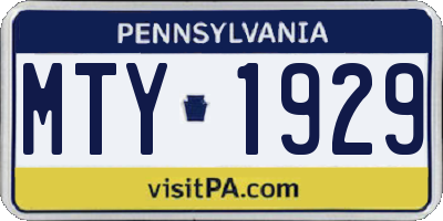 PA license plate MTY1929
