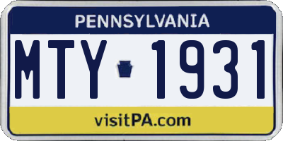 PA license plate MTY1931