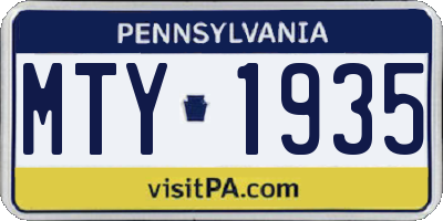 PA license plate MTY1935