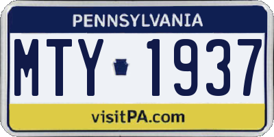 PA license plate MTY1937