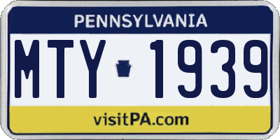 PA license plate MTY1939