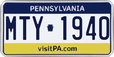 PA license plate MTY1940