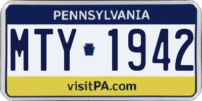 PA license plate MTY1942
