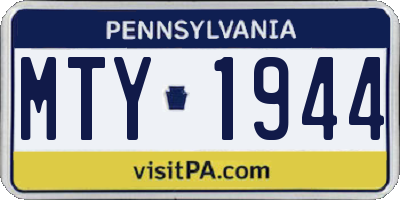 PA license plate MTY1944