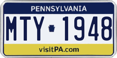 PA license plate MTY1948