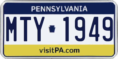 PA license plate MTY1949