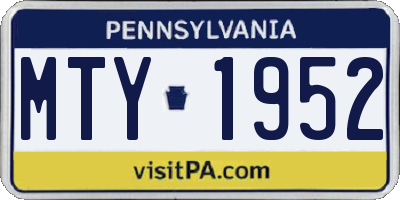 PA license plate MTY1952