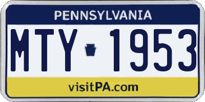 PA license plate MTY1953