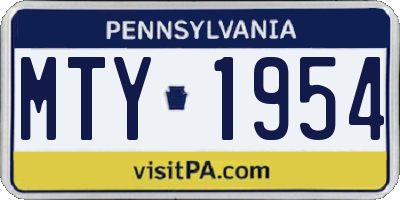 PA license plate MTY1954