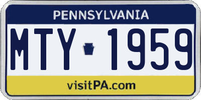 PA license plate MTY1959