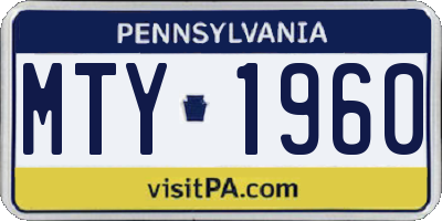 PA license plate MTY1960
