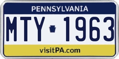 PA license plate MTY1963