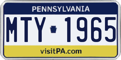 PA license plate MTY1965