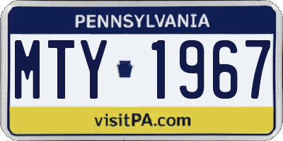 PA license plate MTY1967