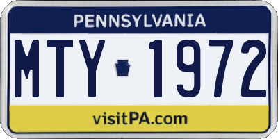 PA license plate MTY1972