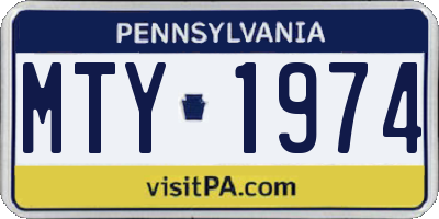 PA license plate MTY1974