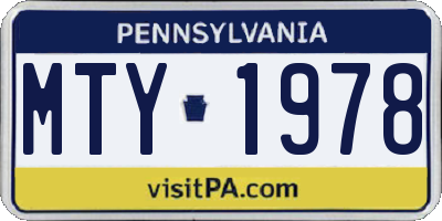 PA license plate MTY1978