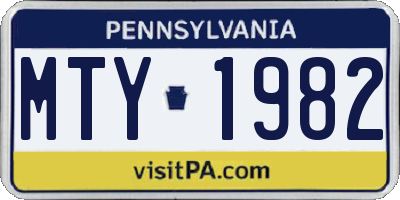 PA license plate MTY1982