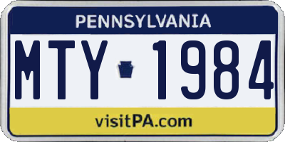 PA license plate MTY1984