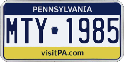 PA license plate MTY1985