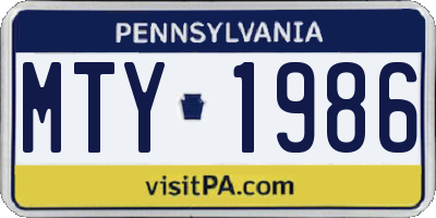 PA license plate MTY1986
