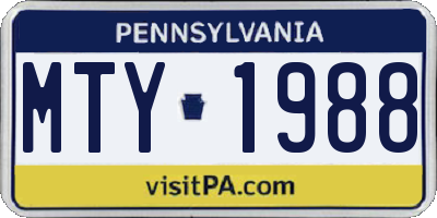PA license plate MTY1988