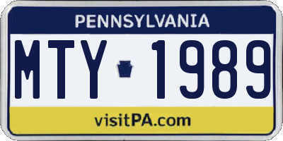 PA license plate MTY1989