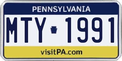 PA license plate MTY1991
