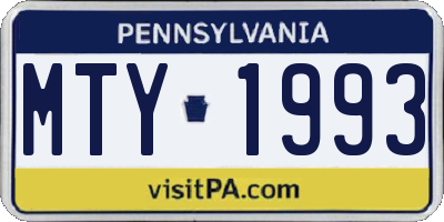 PA license plate MTY1993