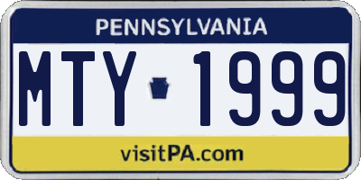 PA license plate MTY1999