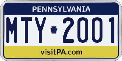 PA license plate MTY2001