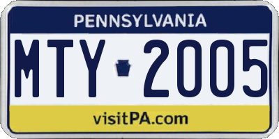 PA license plate MTY2005