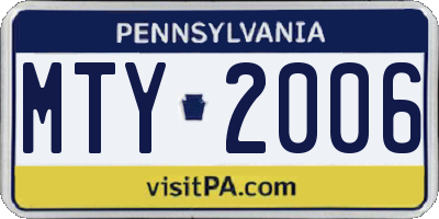PA license plate MTY2006