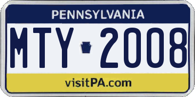 PA license plate MTY2008