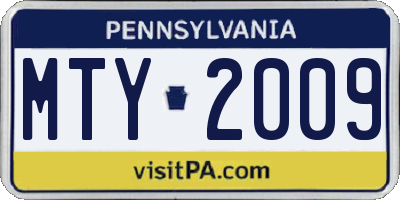 PA license plate MTY2009