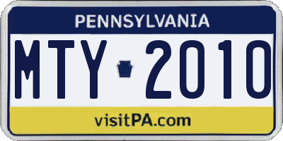 PA license plate MTY2010