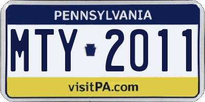 PA license plate MTY2011