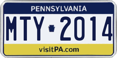 PA license plate MTY2014