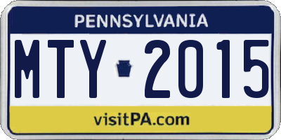 PA license plate MTY2015