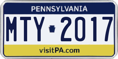 PA license plate MTY2017