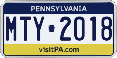 PA license plate MTY2018